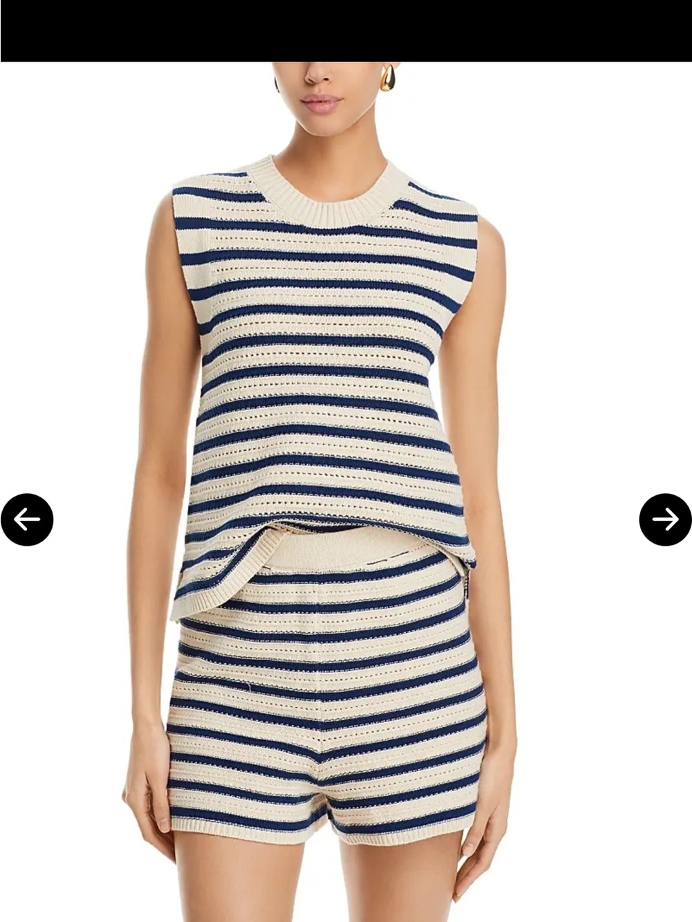 French Connection Striped Crochet Tank - Navy & Ecru